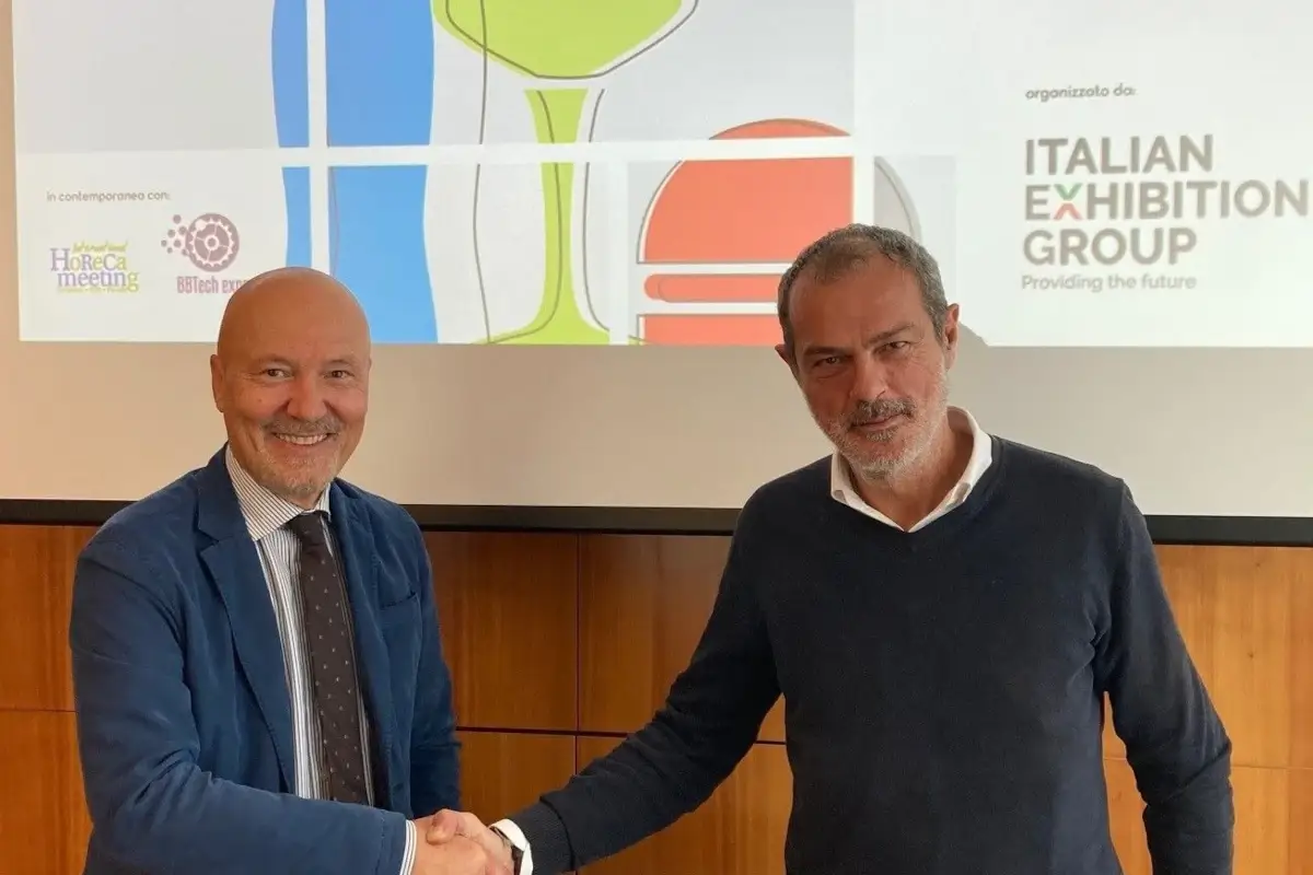 Da sinistra: Corrado Peraboni, amministratore delegato di Italian Exhibition Group e Vittorio Ferraris, direttore di Unionbirrai Italian Exhibition Group e Unionbirrai: a Rimini il futuro delle birre artigianali