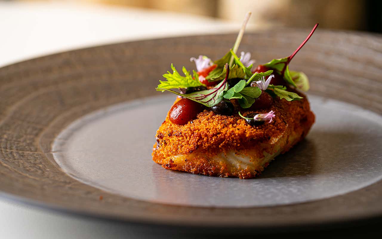 Pesce croccante all'arrabiata Il mare a Roma in un ristorante di... Livello 1