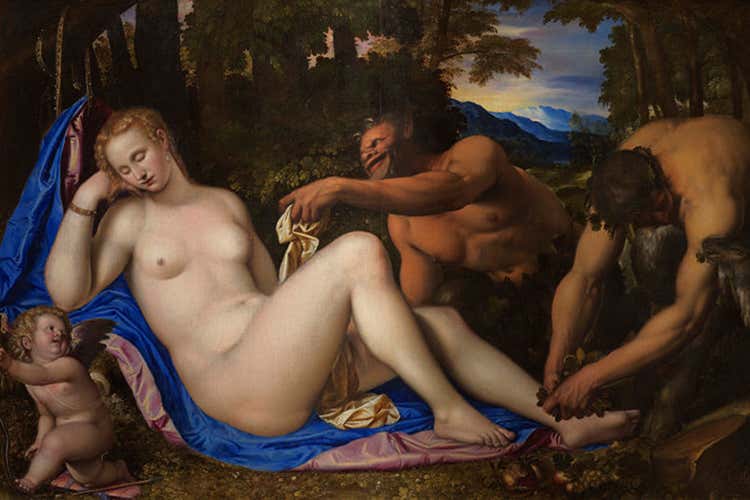 Simone Peterzano, Venere, Cupido con due satiri (Pinacoteca di Brera, Milano) (Peterzano in mostra a Bergamo per rilanciare un grande del &lsquo;500)