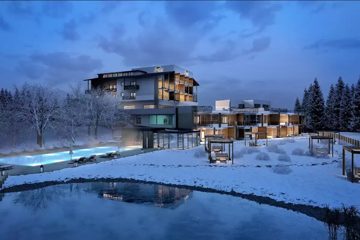 La piscina riscaldata tutto l'anno e il laghetto balneabile Relax ed enogastronomia, la formula di Natale del Bonfanti Hotel Design