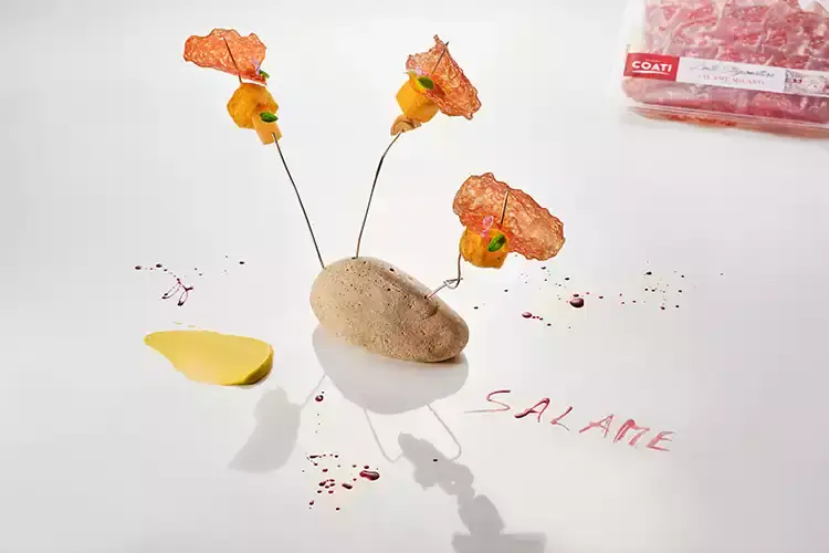 Polenta croccante con il salame Mauro Buffo con Salumi Coati Valore aggiunto ai 12 Apostoli