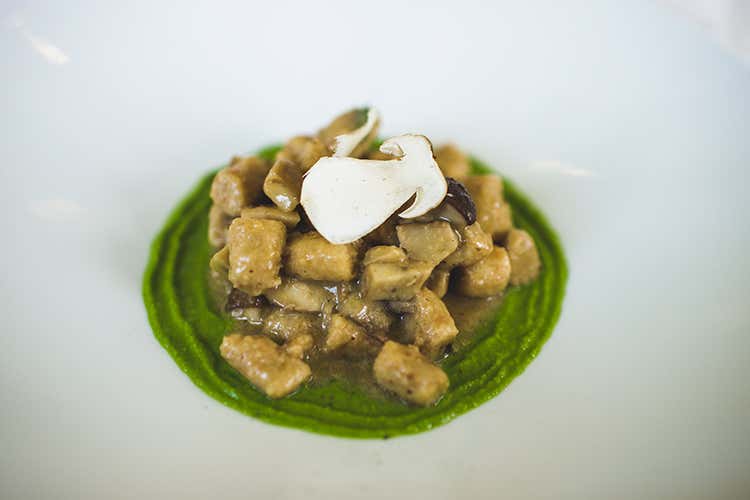 Gnocchetti di pane e Formai de Mut con crema di prezzemolo e porcini (Porcini a volont&agrave; alla Trattoria Visconti)
