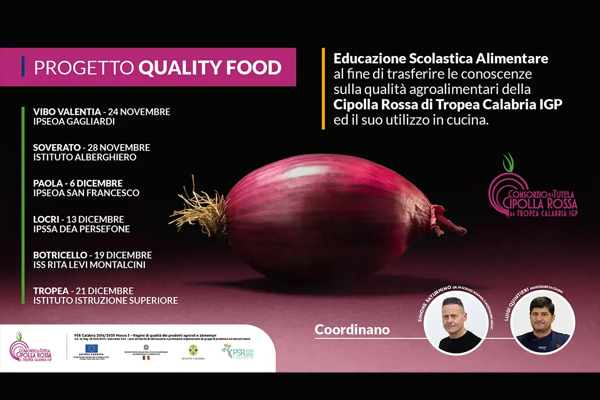 Quality Food, il progetto di educazione alimentare nelle scuole che toccher&agrave; ben sei citt&agrave; calabresi Cipolla rossa di Tropea Calabria Igp entra nelle scuole