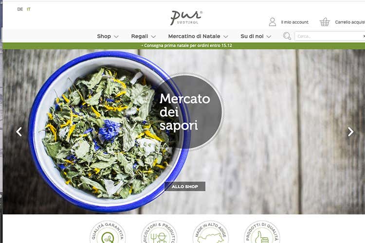 Il Mercatino di Natale arriva a casa  Shopping online con Pur S&uuml;dtirol