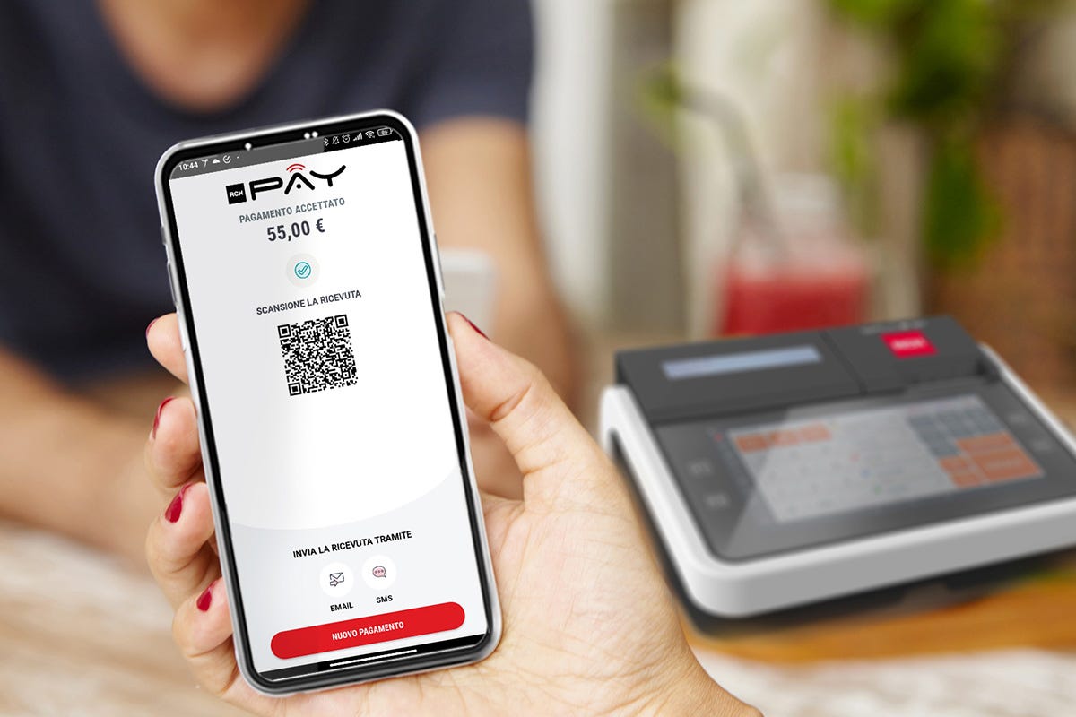 Rch Pay è un servizio mobile, non vincolato al punto cassa  Con Rch Pay il registratore di cassa diventa un Pos