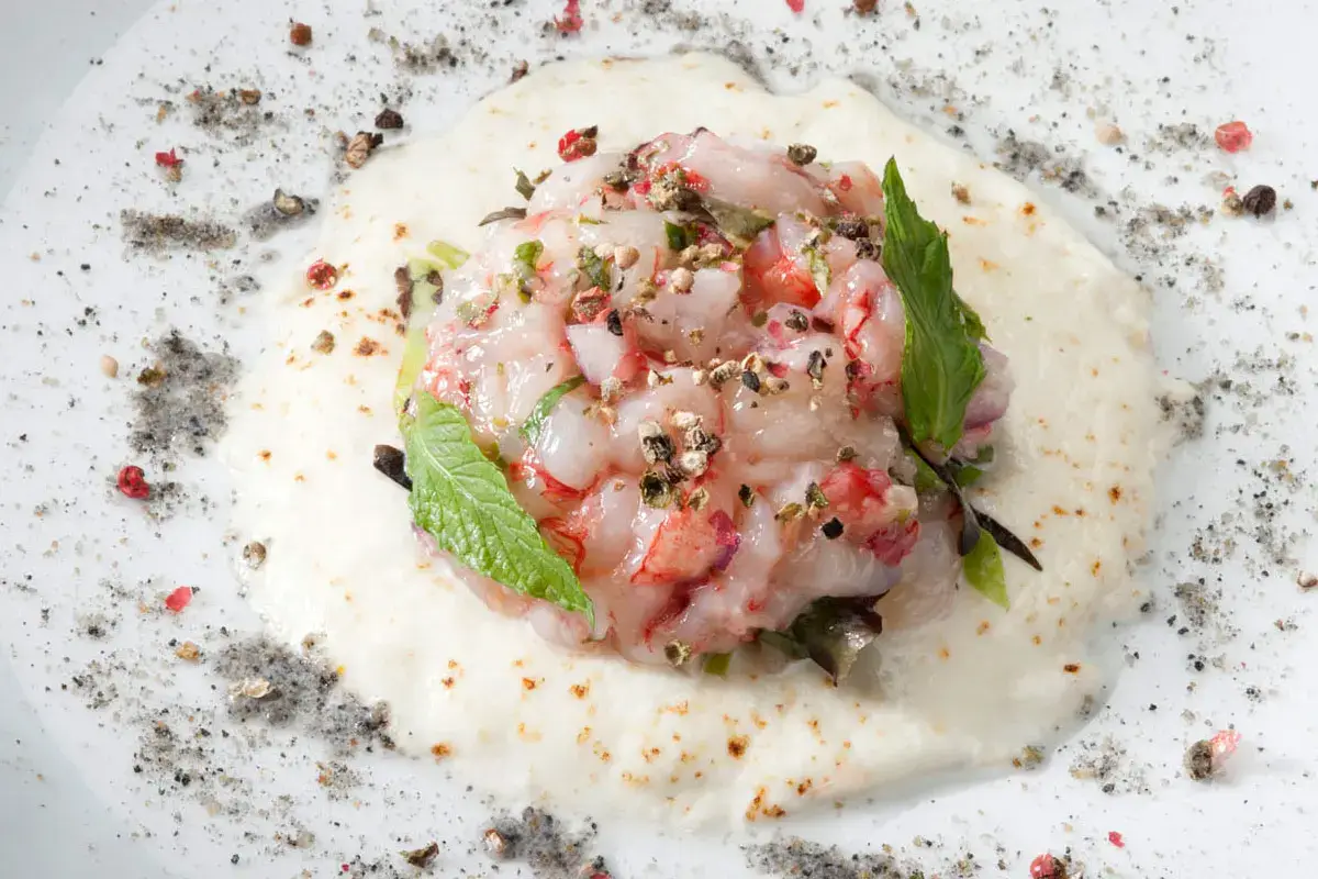 Mozzarella bruciata e gamberi rossi Mozzarella bruciata e gamberi rossi