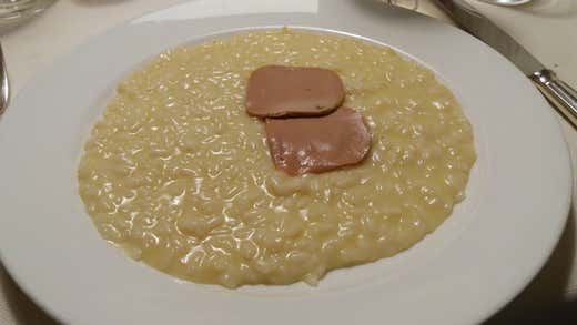 Risotto allo Champagne Palmer con bloc de fois gras d&rsquo;oie