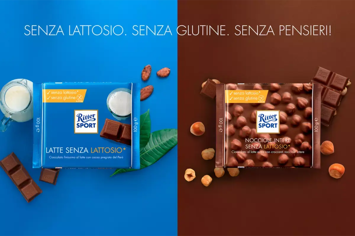 Le tavolette di Ritter Sport Cioccolato e mozzarella senza lattosio