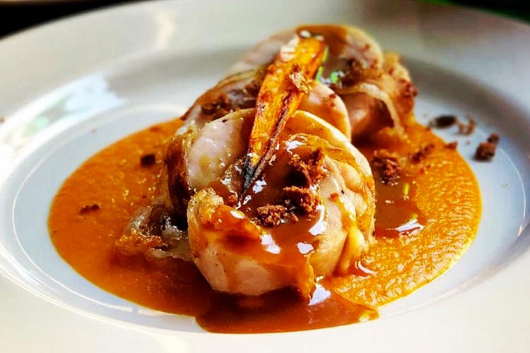 Un piatto pasquale di Daniele Roppo - Rollè di coniglio ripieno di carciofi e pecorino