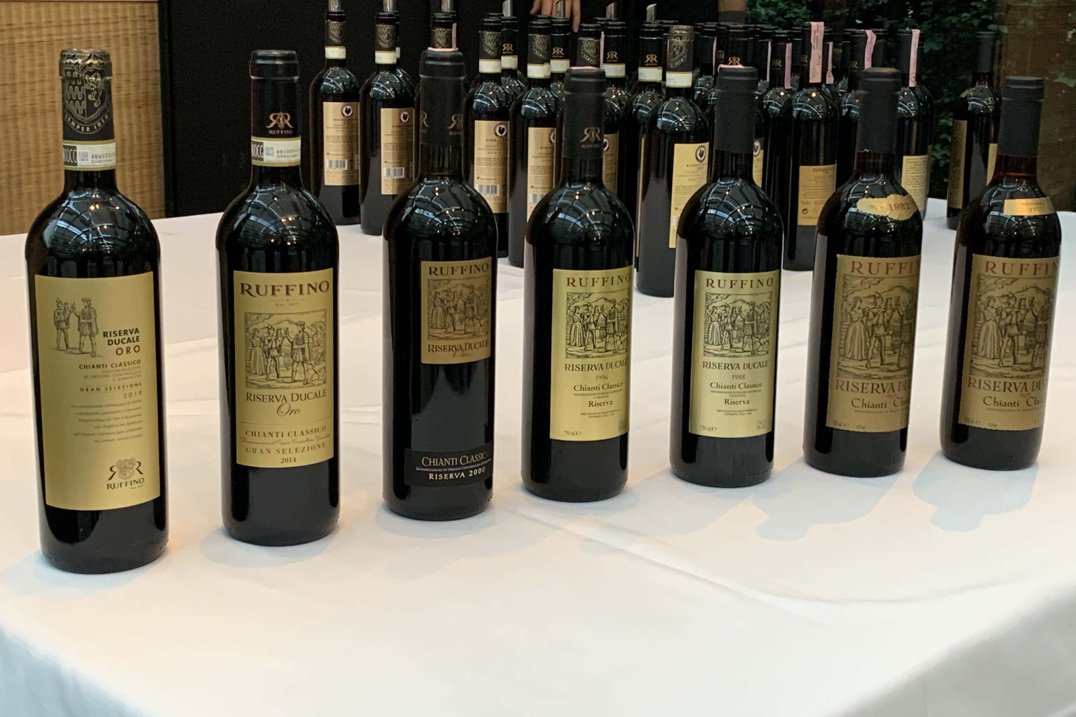 Le bottiglie in degustazione Ruffino, da valori antichi una cantina contemporanea Le bottiglie in degustazione Ruffino, da valori antichi una cantina contemporanea