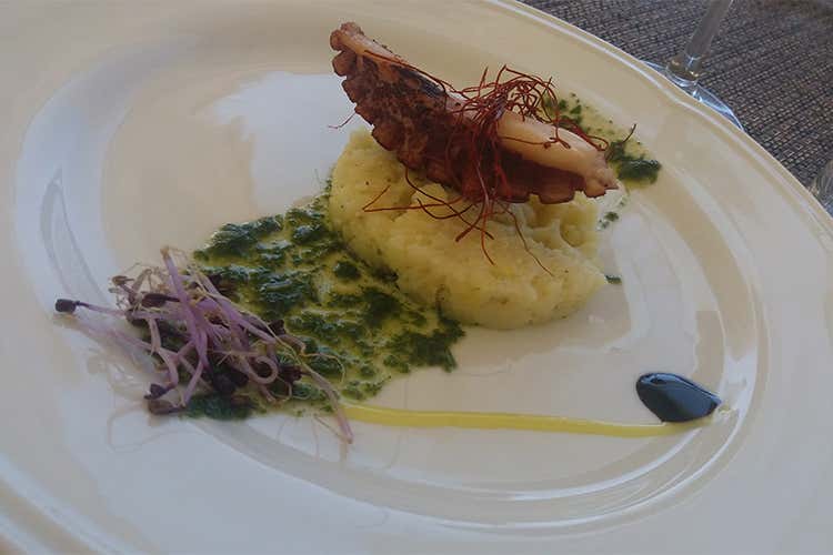 Polpo crispy, patate e sentore di basilico