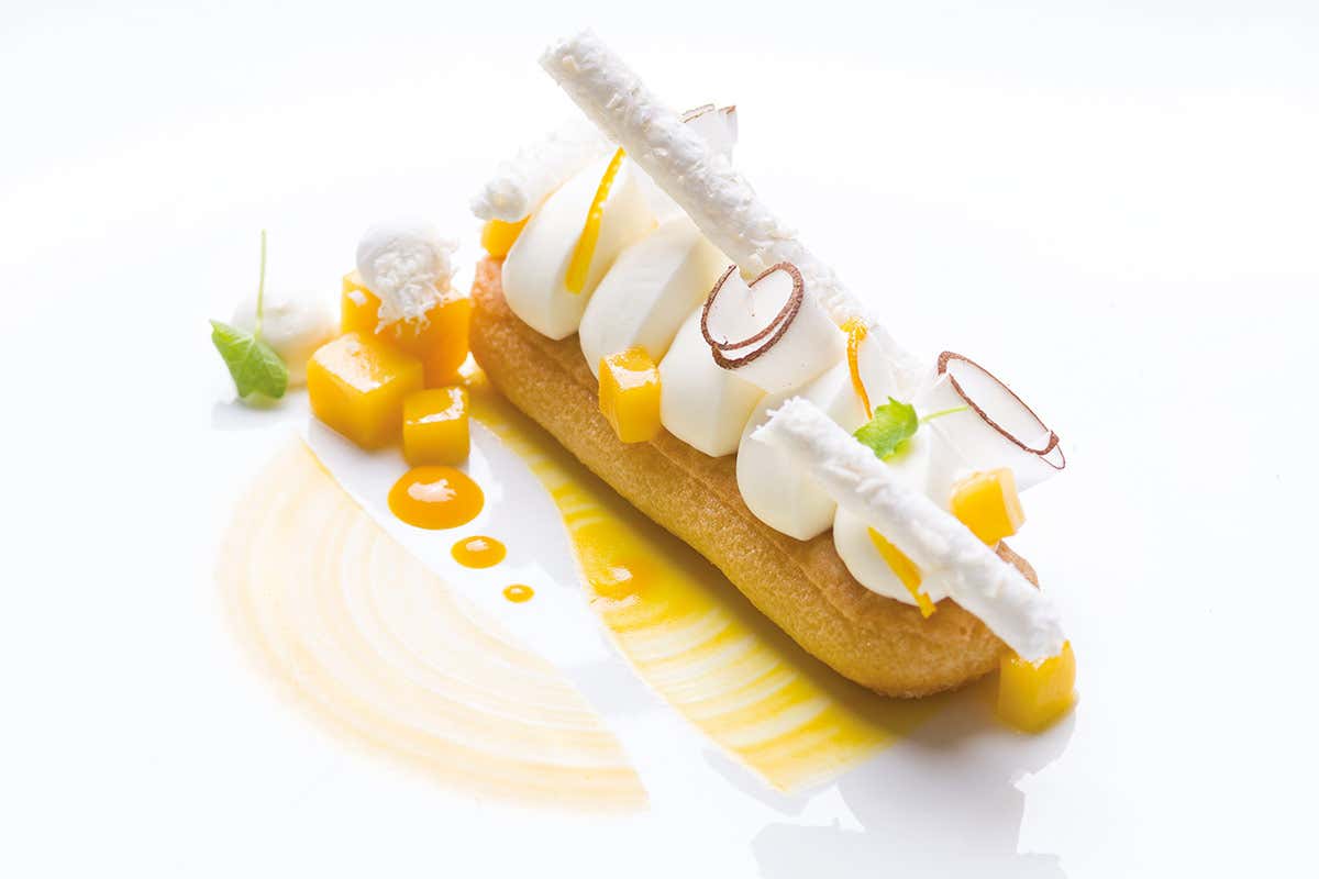 Savoiardo al profumo d'arancia, mango e cocco