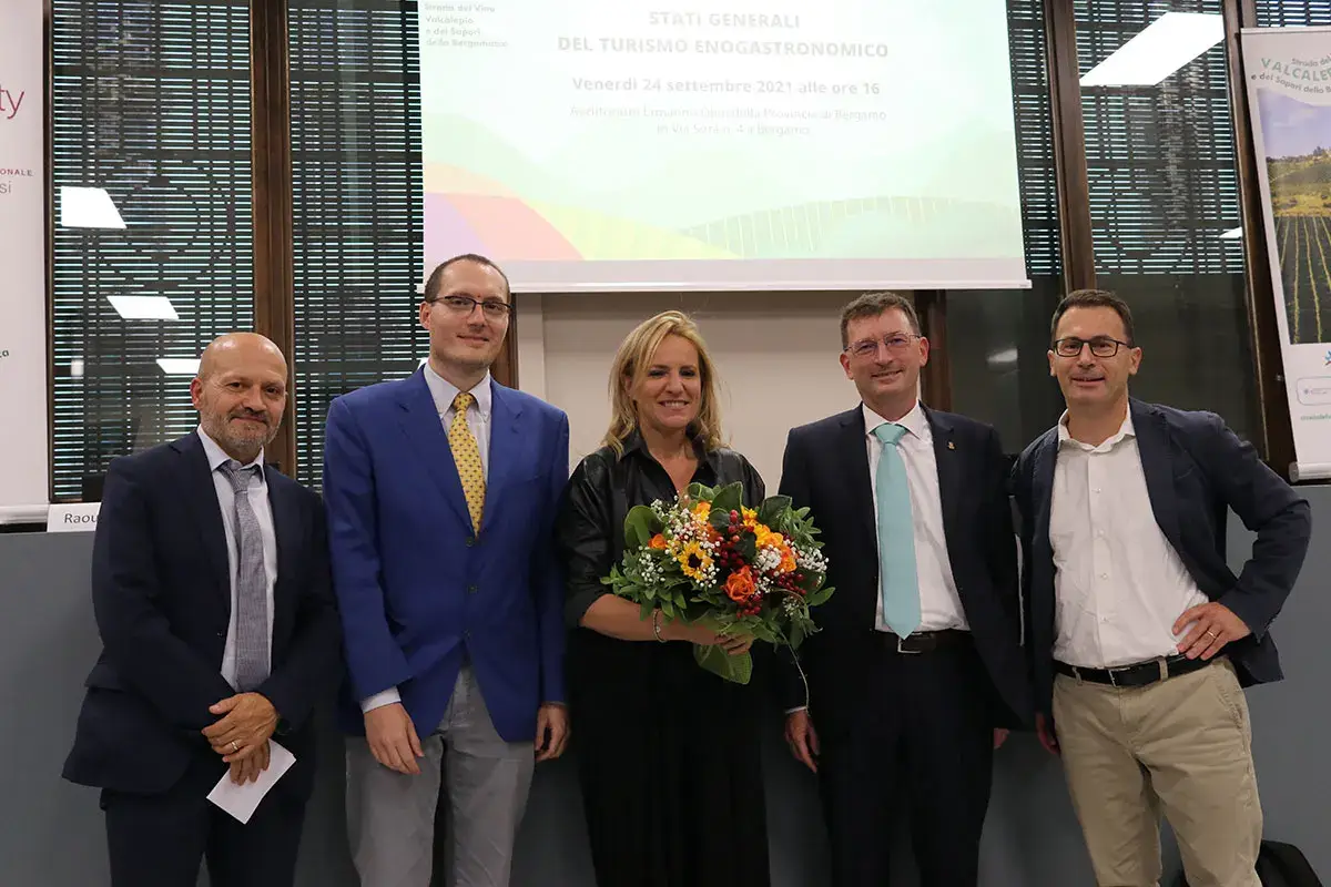 Paolo Morbidoni, Giorgio Lazzari, Roberta Garibaldi, Enrico Rota e Raoul Tiraboschi Strada del Vino Valcalepio interprete dei trend dell&rsquo;enoturismo