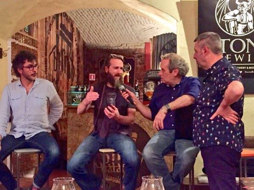 Teo Musso (birra Baladin), Greg Koch, Maurizio Maestrelli (giornalista) e Lorenzo Dabove (degustatore)