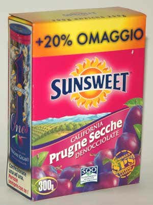 La nuova confezione di prugne secche Sunsweet