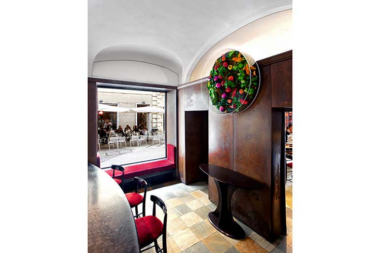 “Tappeto Natura” di Piero Gilardi al Tavolo dello chef (Tanti auguri a Del Cambio Torta, cena e tante novità)