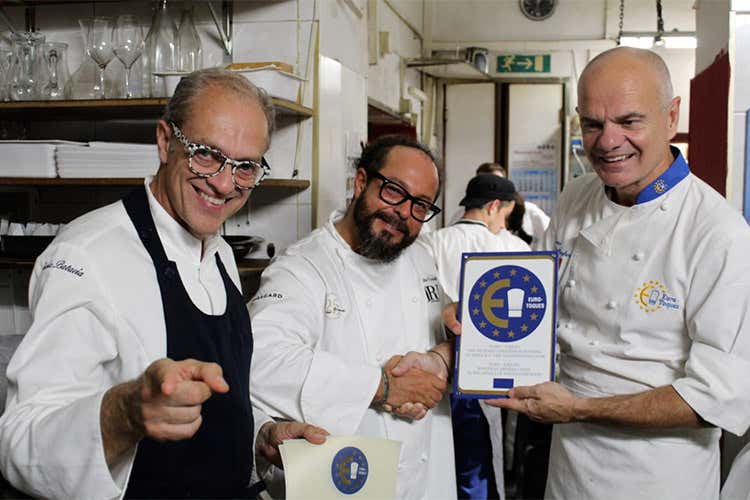 Nicola Batavia, Marcello Trentino ed Enrico Derflingher (Torino incontra Mosca Altra cena internazionale per Euro-Toques)