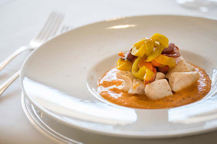 Pollo con i peperoni (L'Uliveto all'Hotel Diana Giardino segreto sui tetti di Roma)