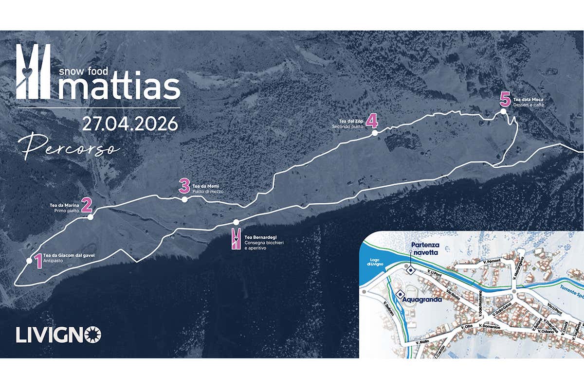 La mappa dell'itinerario Snow Food Mattias