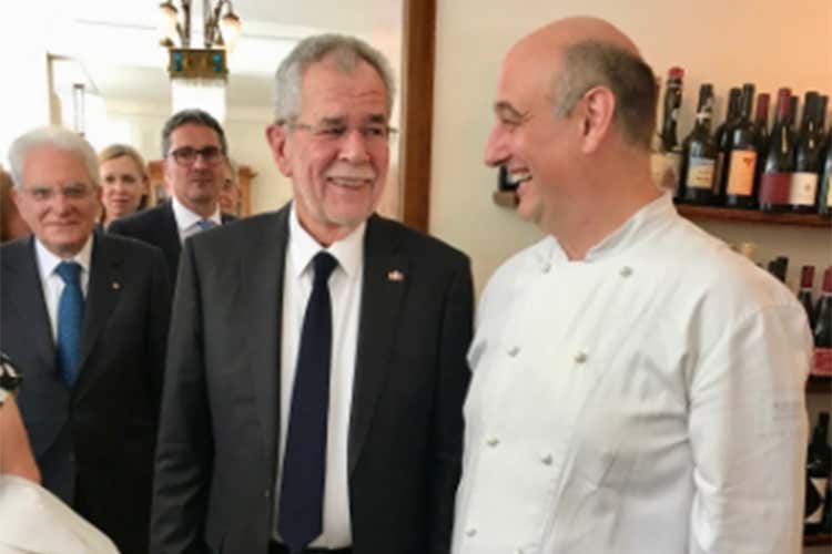 Alexander Van der Bellen e Andrea Fenoglio - Vertice tra capi di Stato al Ristorante Sissi In tavola i vini Terlano e Andriano