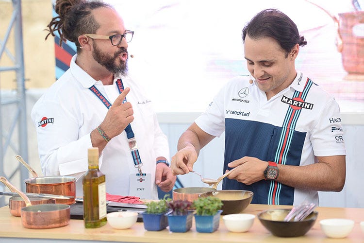 Marcello Trentino e Felipe Massa - Williams Martini Racing in Darsena Ambiente glamour e novità nel bicchiere