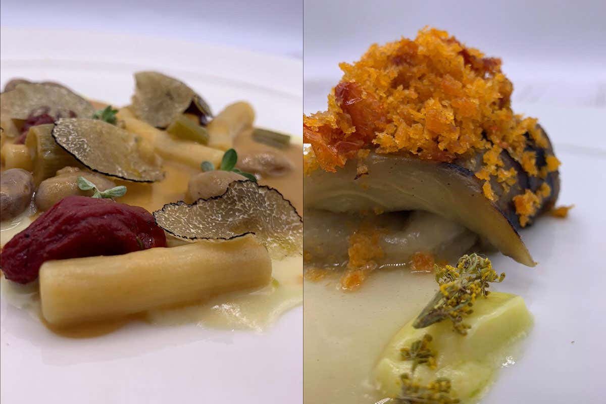 maccheroni fagioli borlotti, maggiorana e tartufo Accademia Chef's, piace la cena didattica