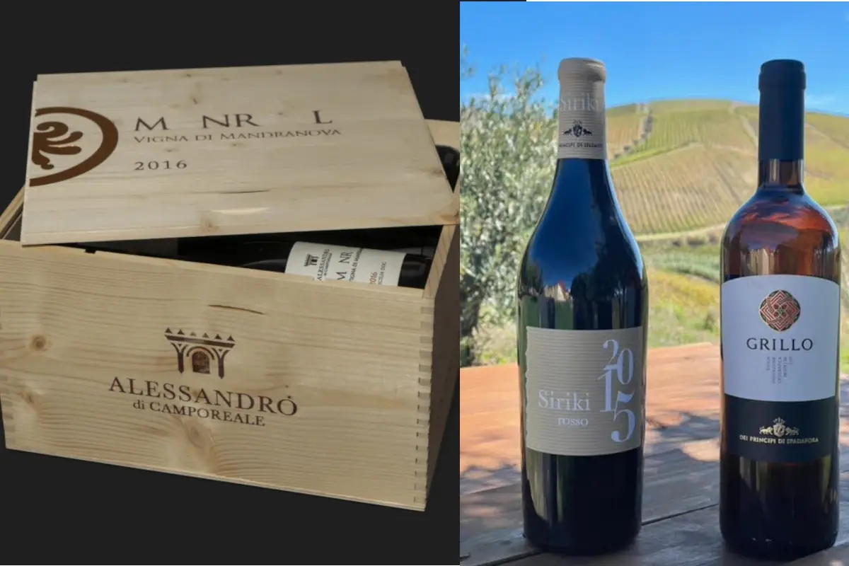 Una cassa di Alessandro di Camporeale e due vini di Principi di Spadafora Alessandro di Camporeale e Principi di Spadafora, anime mediterranee della Sicilia vinicola