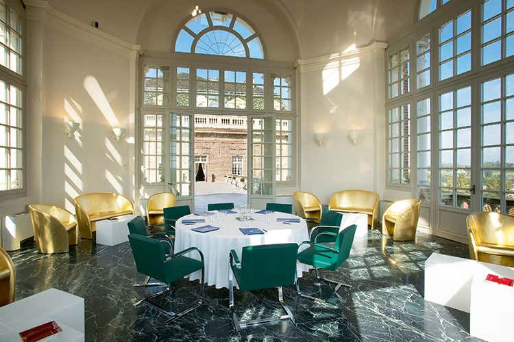 Una delle sale del ristorante stellato “Dolce Stil Novo” all’interno della Reggia di Venaria