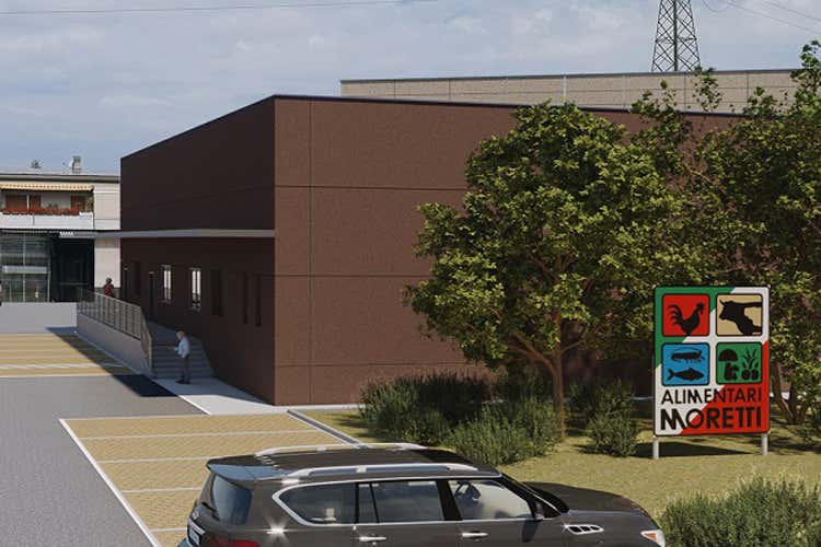Il  nuovo edificio dell'azienda in costruzione (Alimentari Moretti, la sede cresce Investimenti per 2 milioni di euro)