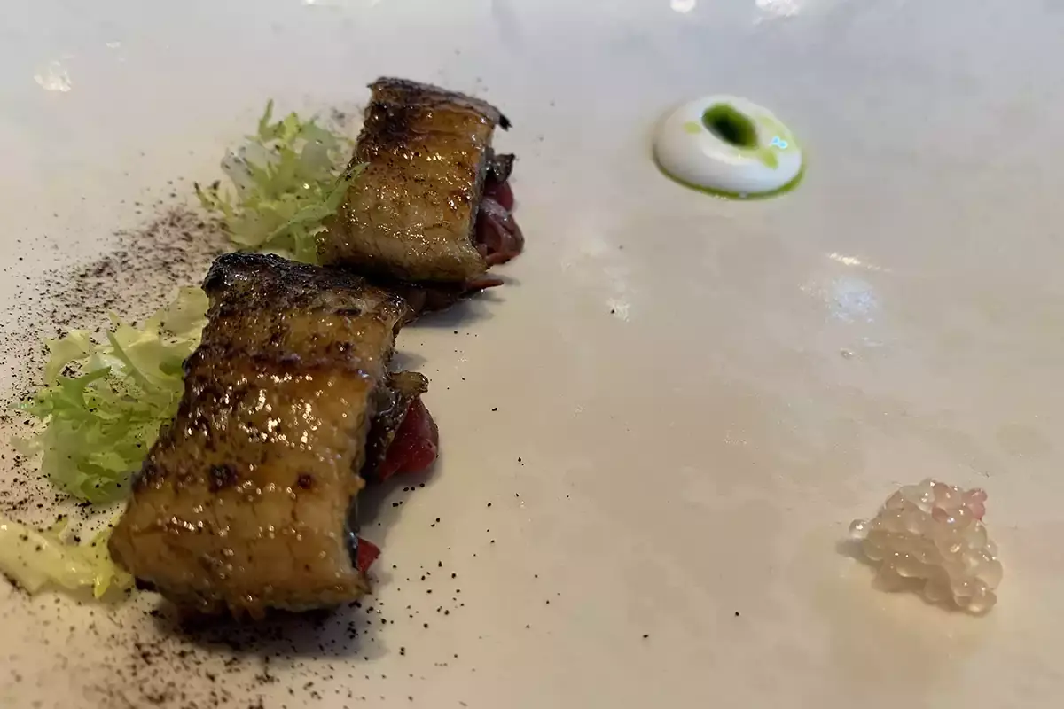Anguillla, tataki di manzo e liquirizia Degustare lo Champagne attraverso i sensi