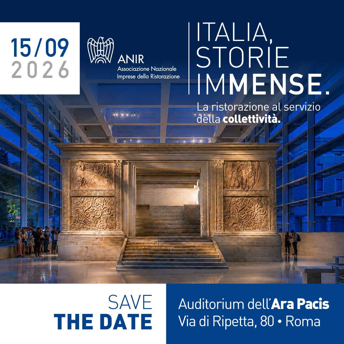 A Roma il 15 settembre 2026 torna IMMENSE, la principale manifestazione nazionale dedicata alla ristorazione collettiva e al Cibo Pubblico, promossa da ANIR Confindustria