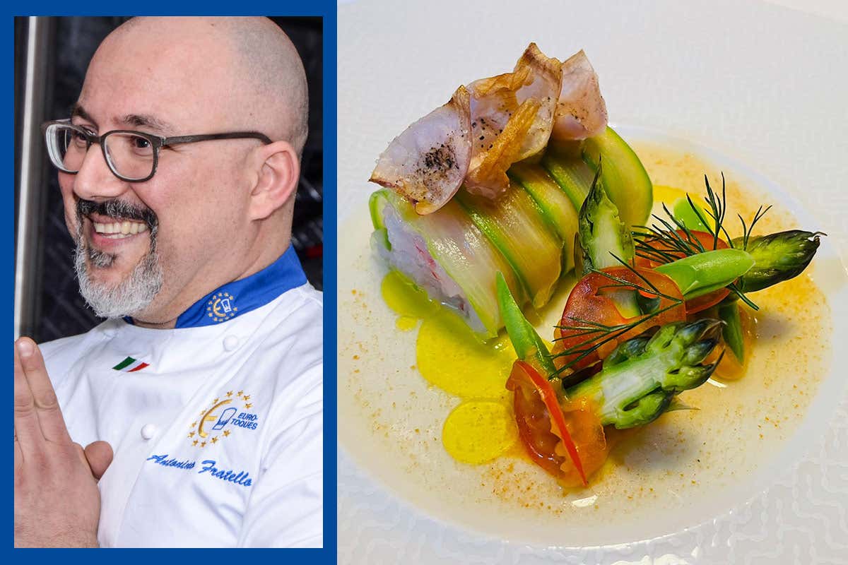 Antonino Fratello e il suo Ricordo dell'astice La Pasqua gustosa dei cuochi di Euro-Toques