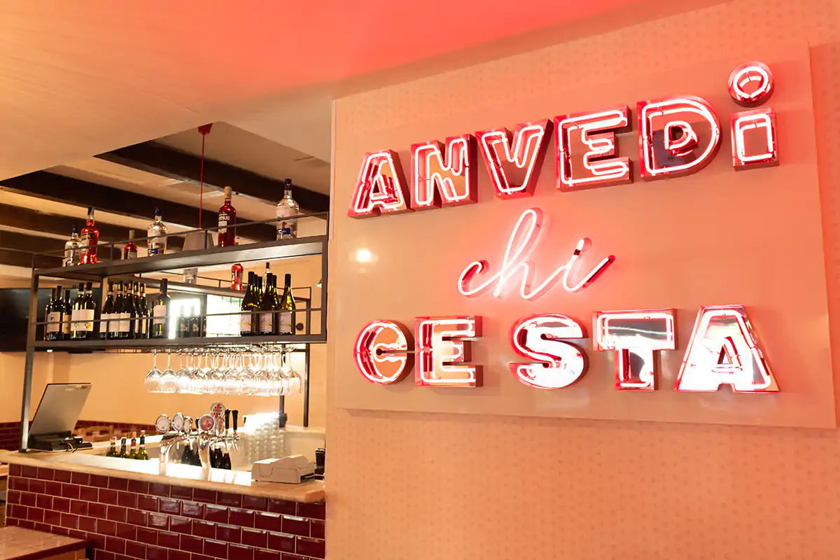Un dettaglio del nuovo locale Anvedi Anvedi, il ristorante-pizzeria in stile Usa raddoppia a Roma