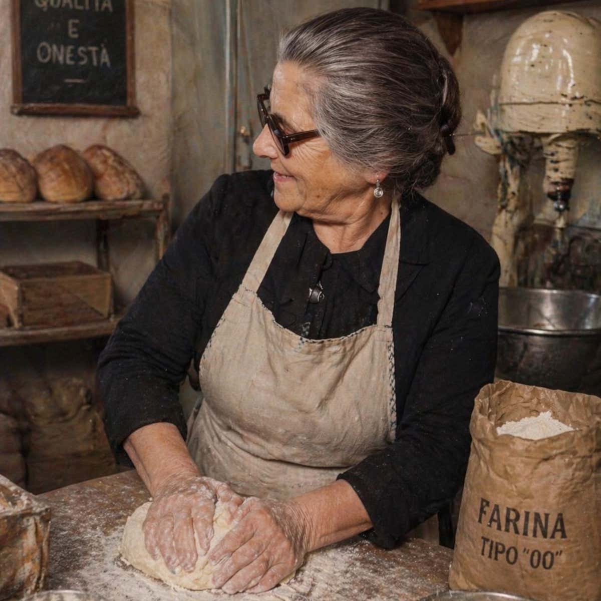 La nonna di Francesco Arena, da cui ha preso ispirazione per avvicinarsi al mondo della panificazione