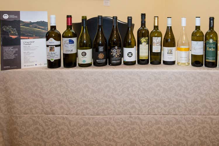 Le bottiglie in degustazione (Il Bianchello del Metauro festeggia 50 anni di Doc)