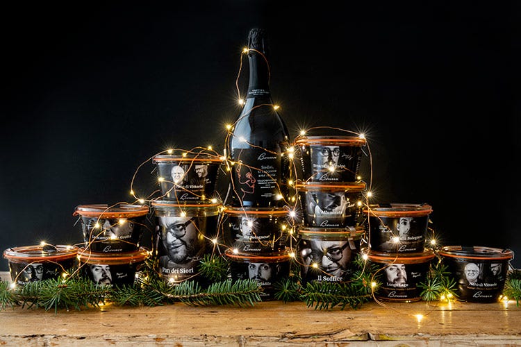 La composizione natalizia di Bonverre - I piatti sotto vetro,cucinati da chef rinomati
