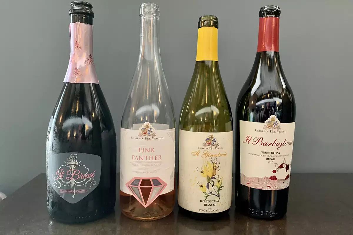 Le etichette in degustazione Usiglian del Vescovo: vigneti su fondo marino