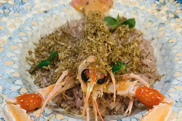 Il risotto dello chef Cleri Cristian Cleri cucina pesce, funghi e tartufo tutto l'anno ad Acqualagna