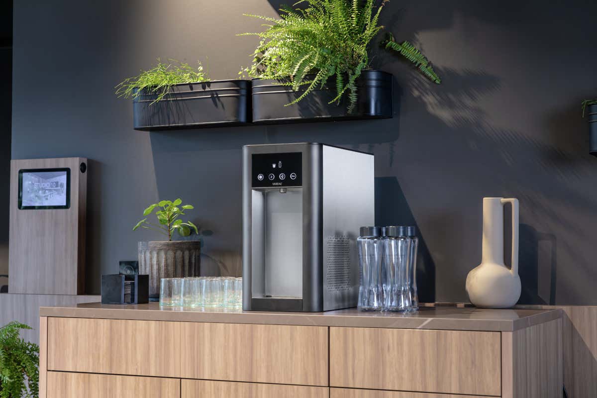 Un dispenser d'acqua per hotel di Brita, che può diventare elemento di design all'interno della struttura