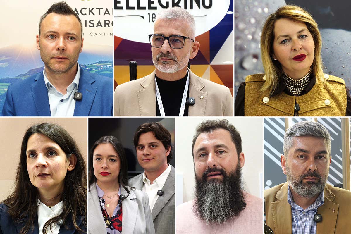 I produttori di vino presenti nella testimonianza video, partendo da in alto a sinistra: Armin Gratl, Demetrio Rizzo, Silvia Campagnolo Fonzone, Margherita Tovo, Francesca e Giovanni  Martellozzo, Marco Capra e Donato Gentile