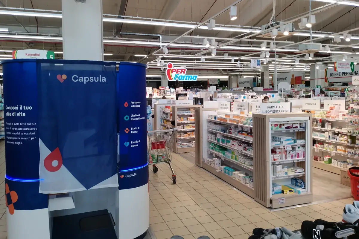 Capsula all'Iper di Varese&nbsp; La salute al supermercato: uno &ldquo;chiosco&rdquo; per misurare stress e invecchiamento