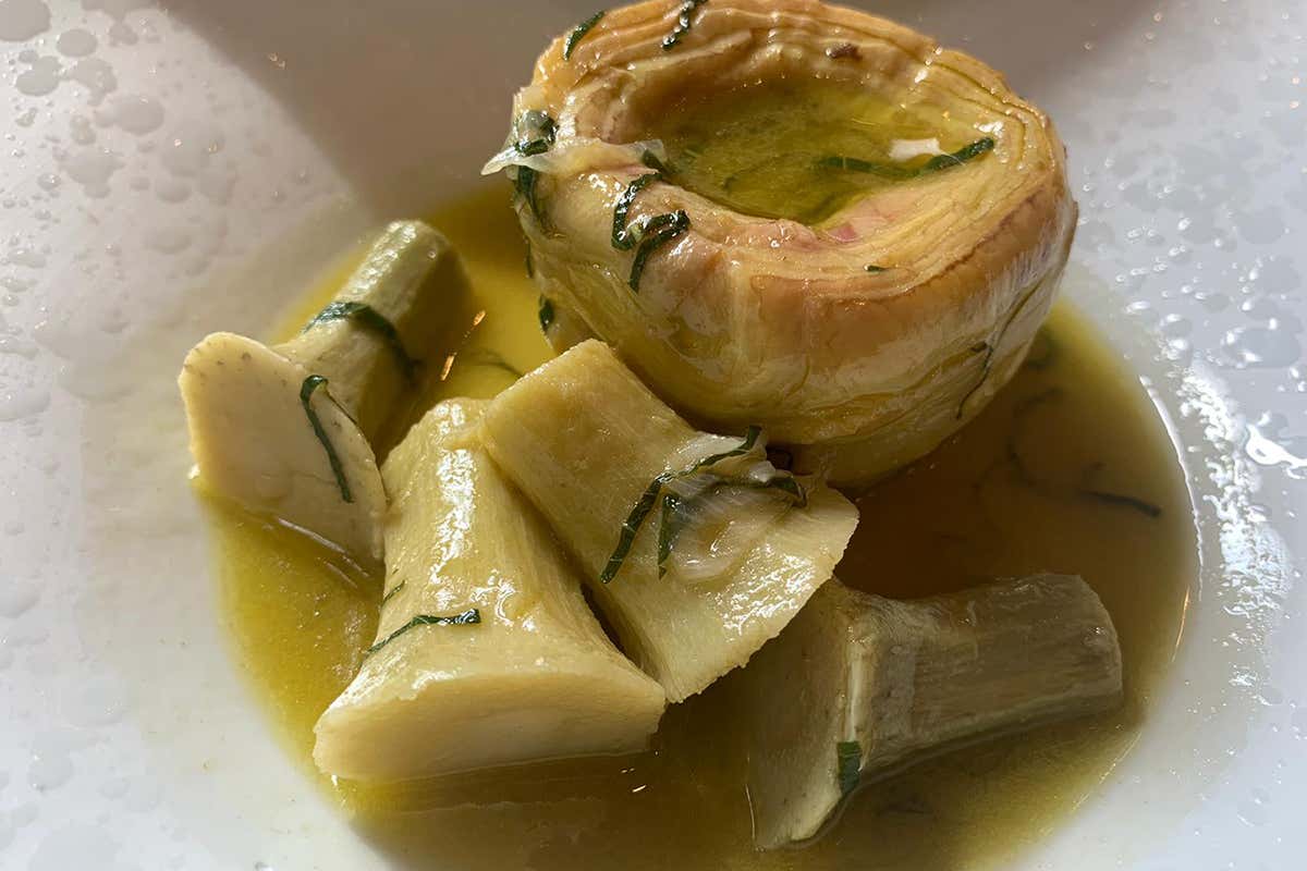 Carciofo romano Acanto di Milano, piatti in equilibrio tra tecnica e passione