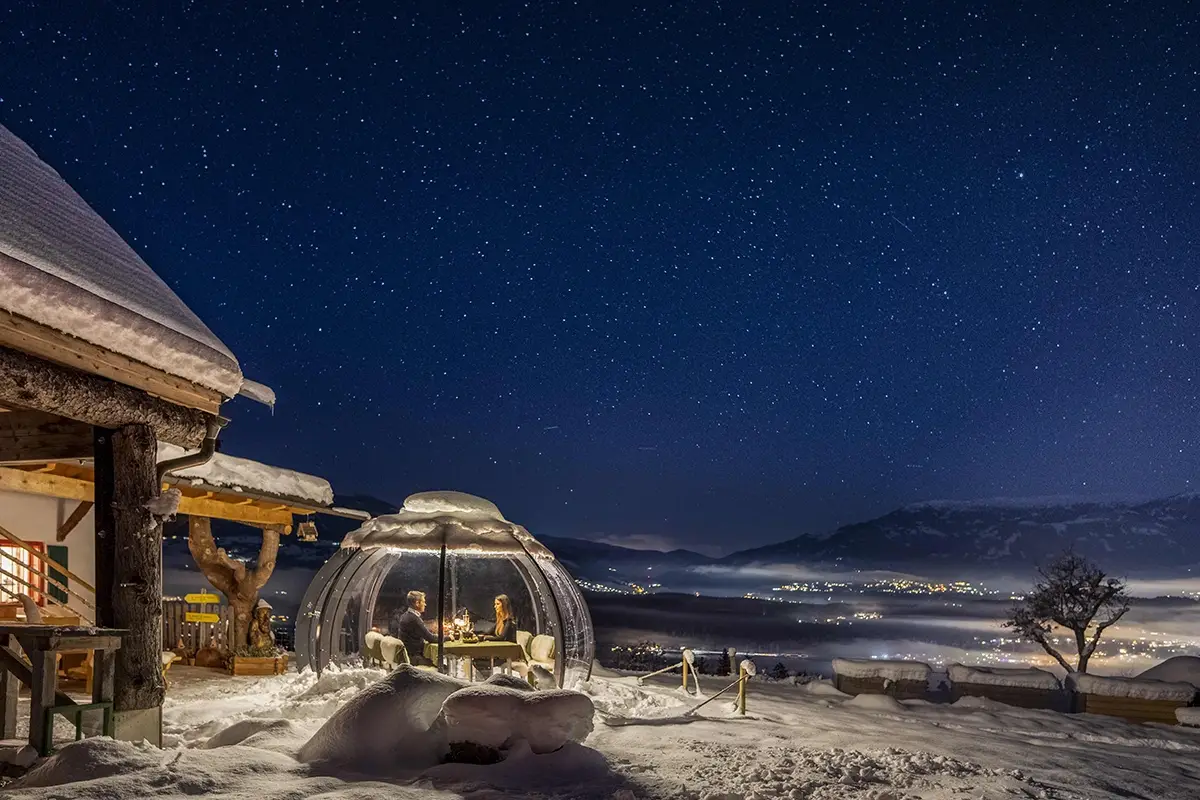 Cena romantica sotto le stelle Notte sotto le stelle o fonduta sulla neve? Il San Valentino in Carinzia