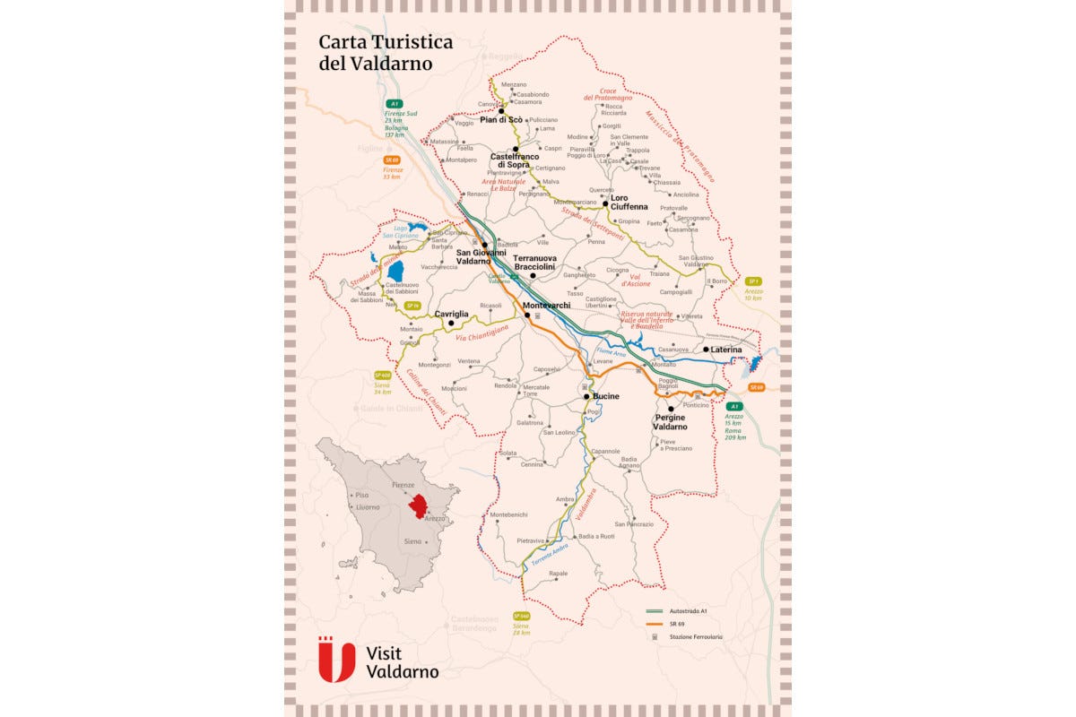 La carta turistica della Valdarno  Valdarno e Valtiberina: alla scoperta di una Toscana insolita