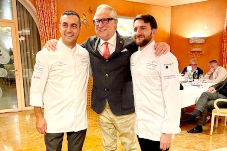 Da sinistra, Paolo Casagrande, Dany Stauffacher e Marco Campanella  Un italiano tra le stelle spagnole a San Pellegrino Sapori Ticino