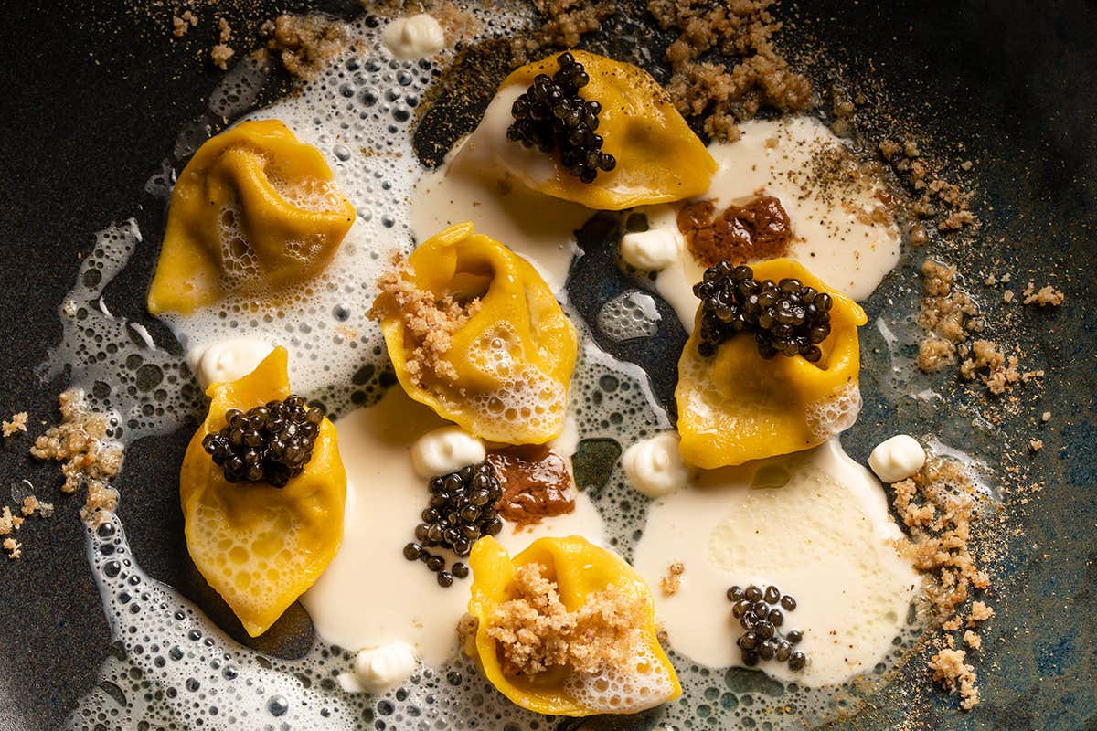 Piatto con caviale Giaveri, realizzato dallo chef Raffaele Ros del Ristorante San Martino di Scorzè (Ve), 1 stella Michelin Caviar Giaveri, sostenibilità e grande amore per il territorio