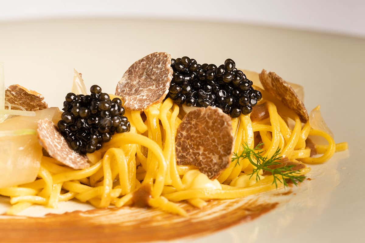 Piatto con caviale Giaveri, realizzato dallo chef Raffaele Ros del Ristorante San Martino di Scorzè (Ve), 1 stella Michelin Caviar Giaveri, sostenibilità e grande amore per il territorio