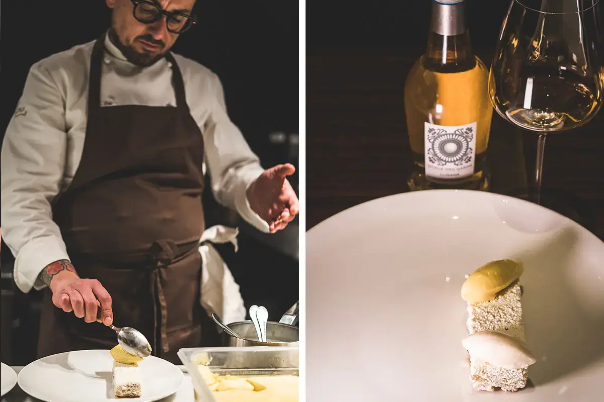 Pere, cioccolato bianco, mandorle e Grana Padano Dop 12 mesi