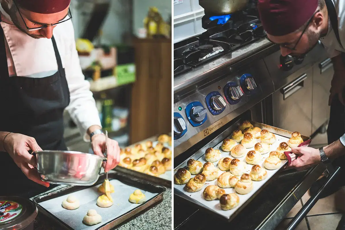 La preprazione della brioche con il tuppo “Nati per stare insieme” si tinge di Sicilia con Cristian Benvenuto