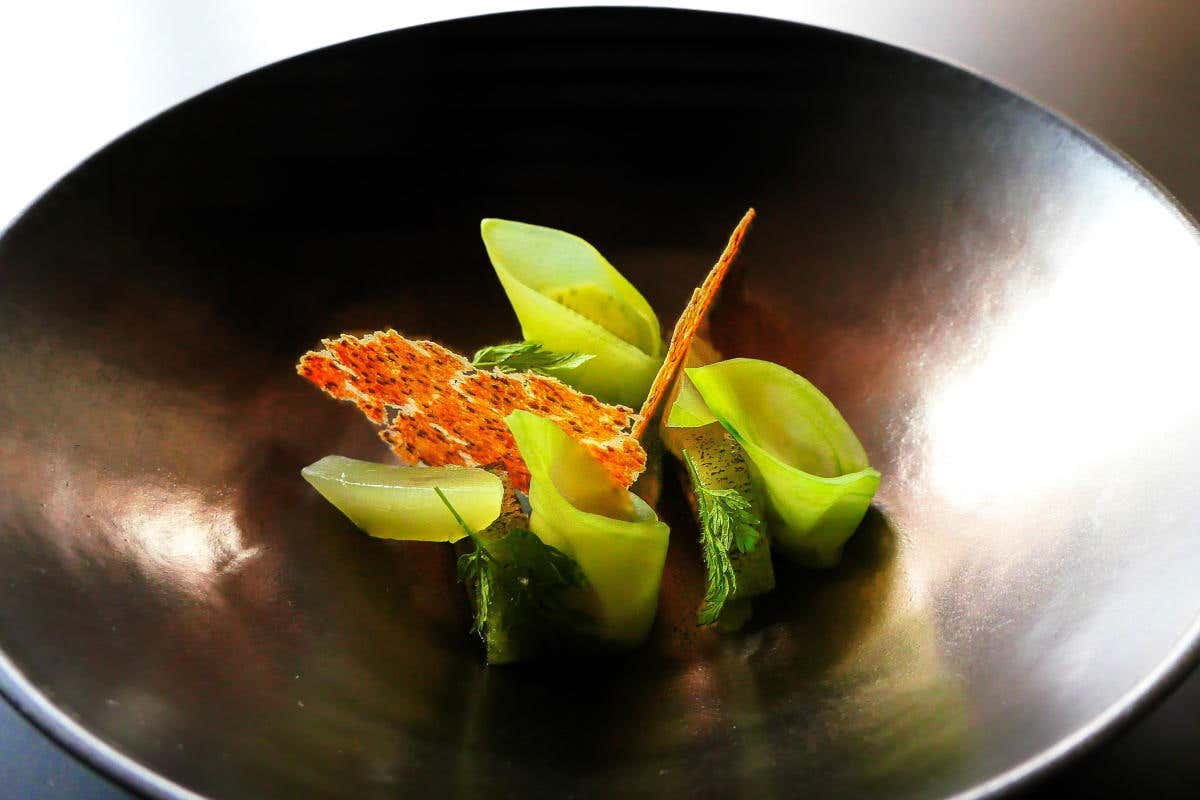 Cetriolo e kiwi del ristorante Berton di Milano